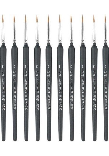 Willowhaven 10 Adet 3 Weizhuang Kanca Çizgi Kalem Seti, Koyu Mavi, Boyama, İnce Kontur Fırça, Ahşap Metal Kutu