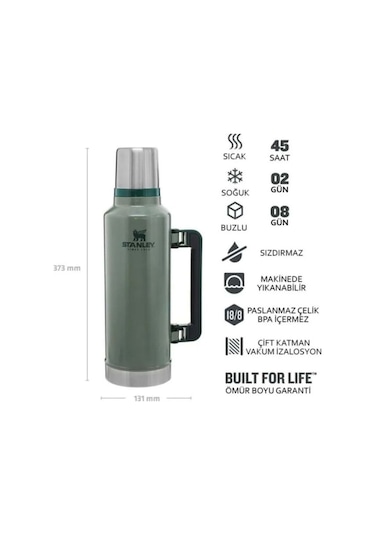 Stanley Legendary Klasik Vakumlu Paslanmaz Çelik Termos 1.9 Lt Yeşil