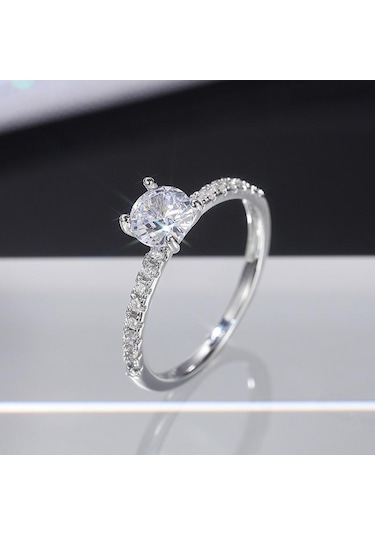 Altın 1 Adet Erkek Işıltılı Ve Göz Kamaştırıcı Zirkonya Nişan Veya Alyans Onun İçin 9 Altın