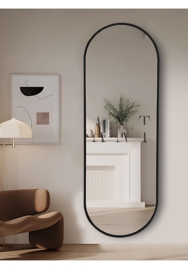 Boy Aynası 180cm X 60 Cm Elips Ayna 180 X 60 Siyah