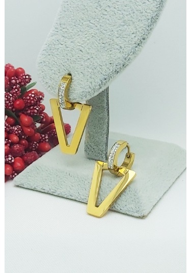 Altın Kaplama Kraliçe V  Çelik Küpe 2,8 cm