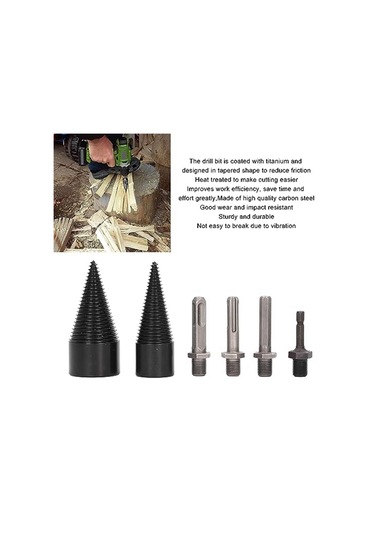 Sointeresting 6'lı Odun Ayırıcı Uç Paketi, 32mm 42mm Çıkarılabilir Ayırıcı Koni Yakacak Odun Ayırıcı Uçlar 4 Saplı