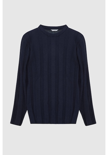 Twn Slim Fit Lacivert Rib Örgü Kazak 3ec063302441m 101