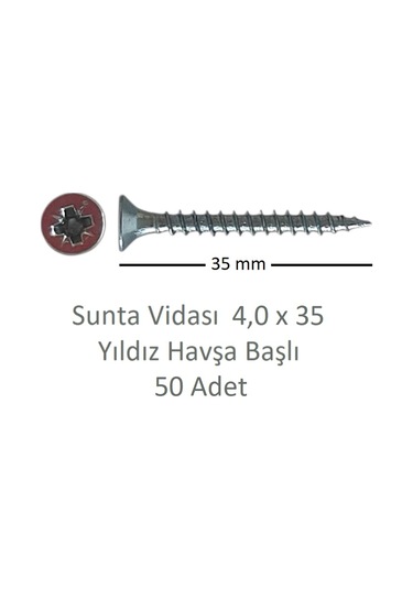 Sunta Vidası, 4,0 X 35 Mm, 50 Adet, Yhb Vida 4 x 35