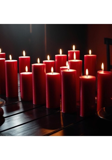 Soya Parafinli Kırmızı Çap:7 Cm-boy:10-15-20-25 Cm Silindir Blok Mum 460-470 Saat Yanma Süreli Kirmızı