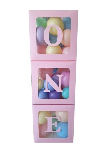 Şeffaf Kutu One Yazılı Harf Pembe 25 Cm