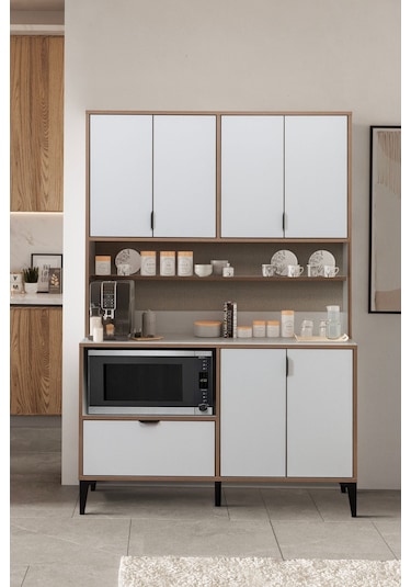 Sarmobi Arden 7 Kapaklı Kahve Köşesi , Çok Amaçlı Dolap Beyaz