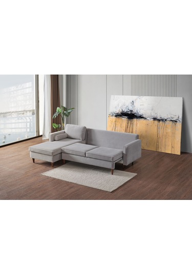 Vipa Cord Rio Gri R+2 Sol Köşe Koltuk Takımı, İskandinav Tasarım, Modern Ve Konforlu Salon Ve Oturma Odaları İçin