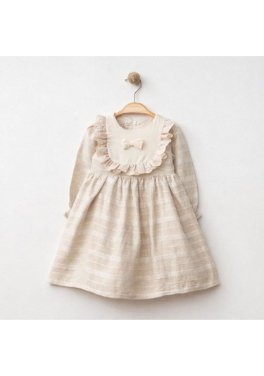 Baby Corner Keten Kız Bebek Elbise Bej