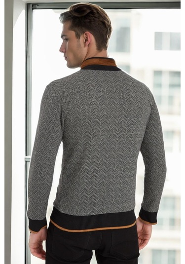 9021 Dewberry Erkek Sweatshırt-balıksırtı Siyah Balıksırtı Siyah