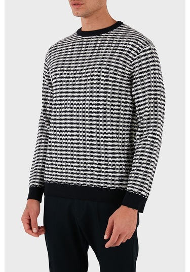 Emporio Armani Erkek Kazak Em003830 Af19833 F0015 Beyaz-lacivert Beyaz-lacivert