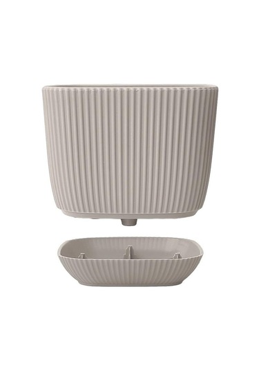 Omnipazar Krs-384 Dekoratif Plastik Mercan Kare Saksı 4 Litre No 4 Bej