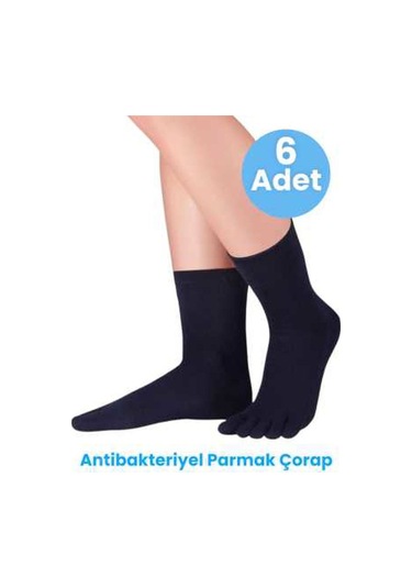 Tezzgelsin Kadın 6'lı Bambu Parmak Çorap 36-44 Numara Lacivert