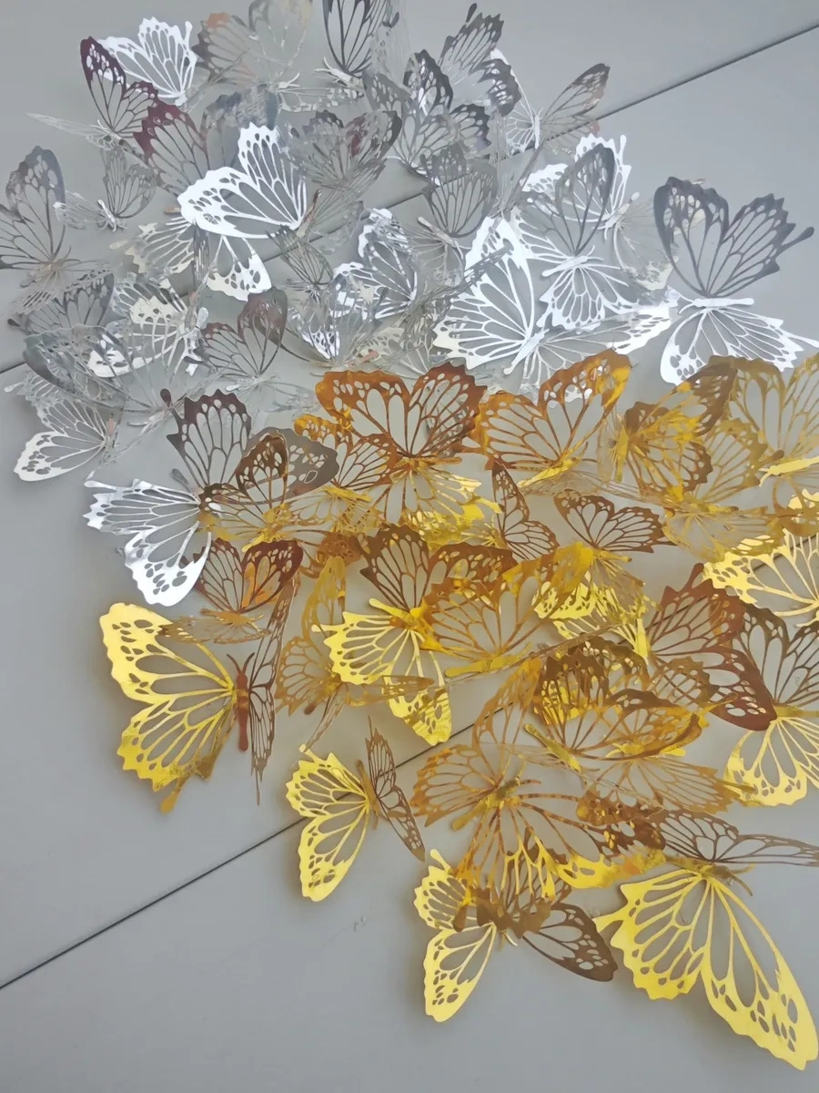 Galerea Prazdnıka Dekorasyon Ve Süsleme İçin 3d Kelebek Çıkartmaları 24 Adet 340813335 Gümüş