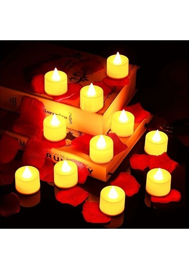 Willowhaven 12li Gerçekçi Titreşen Led Mum Sıcak Beyaz Pilsiz Açma Kapama İç Mekan Sıcak Beyaz