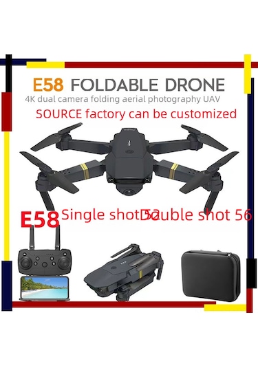 Springsun 4k Çift Kameralı E58 Uçak: 120m Yükseklik, Hafif Tasarım, Sabit Yükseklik, Uzaktan Kumandalı İha Siyah-yeşil, Altın Kenar, 1 Batarya