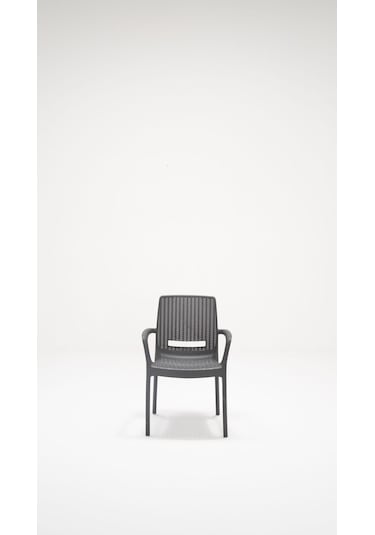 Rattan Lüx Camlı 90x150 Bahçe&balkon&teras Masa Seti - Antrasit Gri