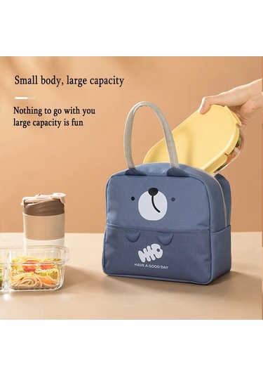 Yalıtımlı Soğutucu Taşınabilir Saklama Çantası Tote Bento Çantası Öğle Yemeği Kutusu Mavi Çok Renkli