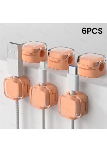 Boutiquespecial Renkli 6'li Manyetik Kablo Klipsi - Masa Altı Kablo Düzenleyici, Pürüzsüz Ve Ayarlanabilir Blue