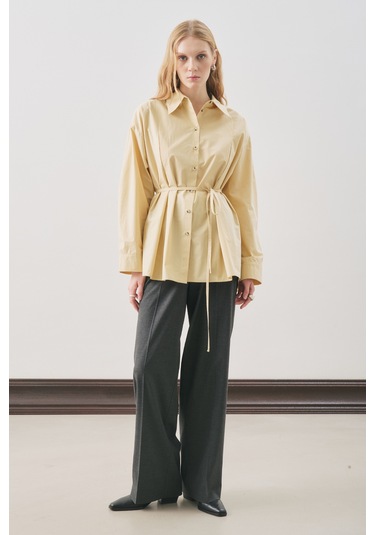 Parçalı Tasarım Gömlek Soft Sarı Soft Sarı
