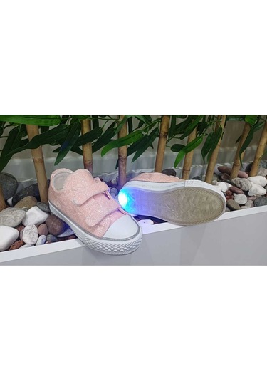 Scarpe Magiche Pembe Simli Ve Işıklı Kız Ayakkabısı 31-35 Numara Arası Işıksızdır Pembe Simli