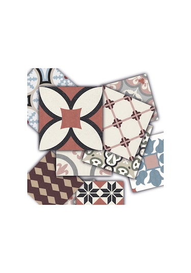 Tink Kendinden Yapışkanlı Patchwork Desenli Pvc Karo Kaplama 20x20 Cm 6'lı Paket