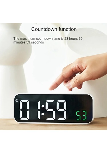 Dijital Çalar Saat Sıcaklığı Ve Tarih Haftası Ekran Gece Modu Tablo Saati Blue