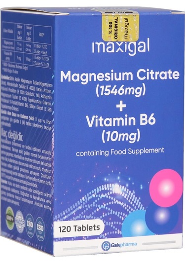 Maxigal Magnezyum Sitrat + Vitamin B6 120 Tablet