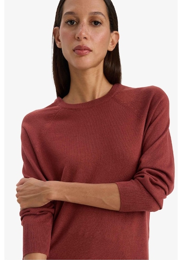 Defacto Relax Fit Bisiklet Yaka Kazak I6913az25wnbn320 Kahve