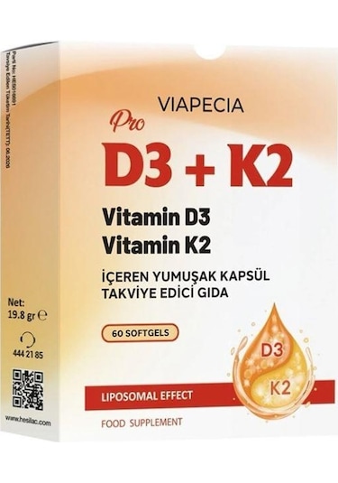 Viapecia Pro D3 + K2 60 Kapsül