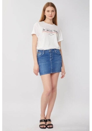 Kadın Jean Kısa Etek Açık Mavi 16S101-4