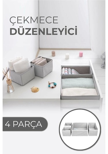 Çekmece Düzenleme Kutu Seti Organizer 4lü Set Çok Renkli