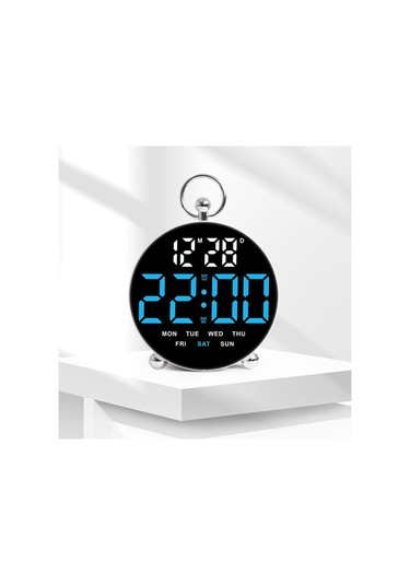 8029 Led Dijital Çalar Saat Çok Fonksiyonlu Büyük Ekranlı Elektronik Öğrenci Masa Saati - Mavi Mavi