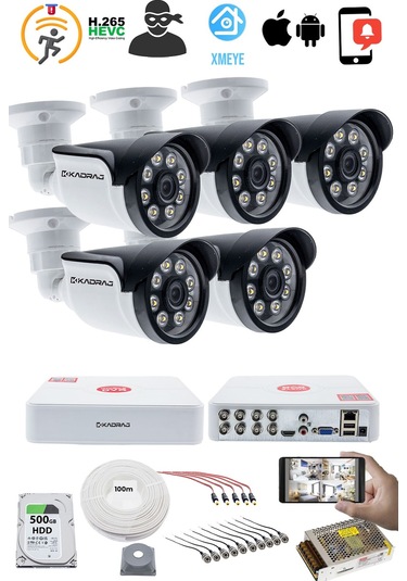 5 Kameralı Güvenlik Kamerası Seti - Kdj-5s-8w-ss-p-v1