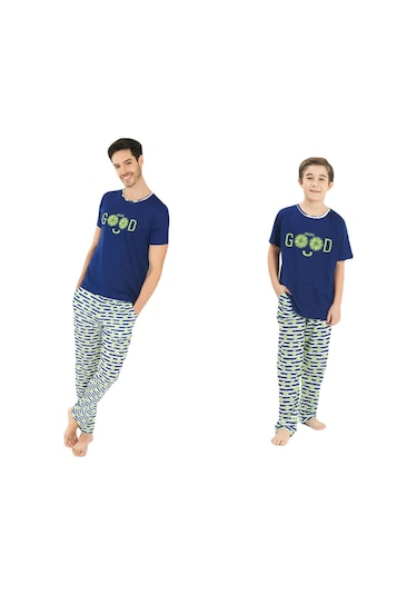 Yeni İnci Baba Oğul 2 Çift Viskon Pijama Takım 838 340 001