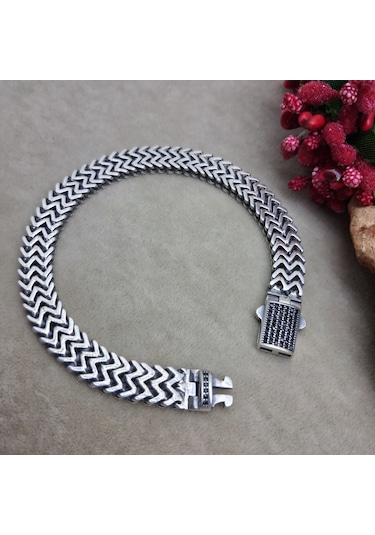 925 Ayar Gümüş Kutu Kilitli Taşlı Bileklik 8.3 Mm