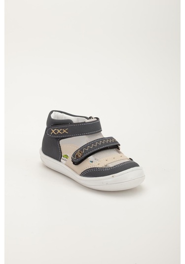 Şirinbebe Ortopedik Erkek Bebek İlkadım Ayakkabı Füme Çift Cırtlı Yan Açık-4060 Füme