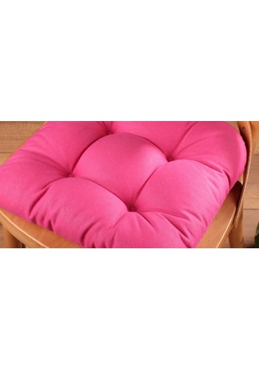 Altınpamuk Altınpamuk Lüx Pofidik Fuşya Sandalye Minderi Özel Dikişli Bağcık
