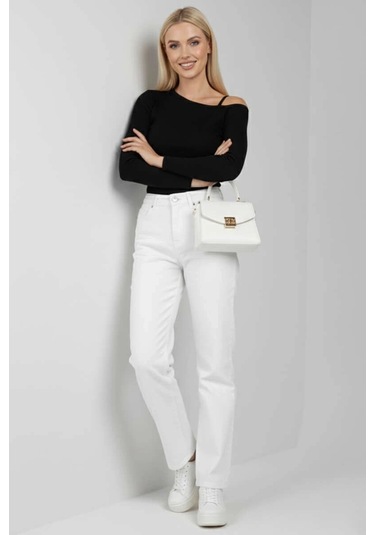 Biçomi Tek Omuz İpli Bluz Siyah T4328 Siyah