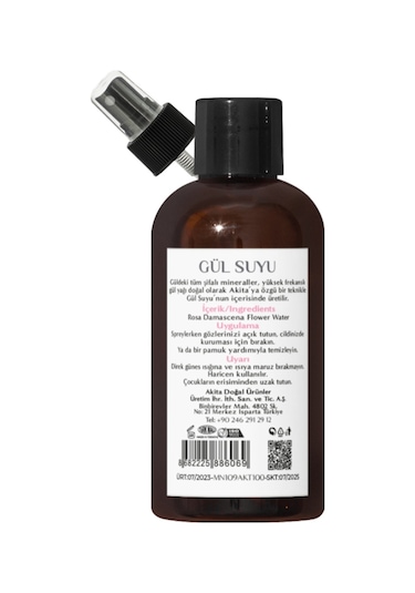 Akita Doğal Yağı Alınmamış Mini Gül Suyu 50 ML