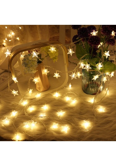 Suofeng Led Yıldız Işıklı Süpürge, Dış Mekan Kamp Dekorasyonu, Uzaktan Kumandalı 8 Mod, 6m 40 Işık, Islak Beyaz, Pil Li Pil Dahil Değil