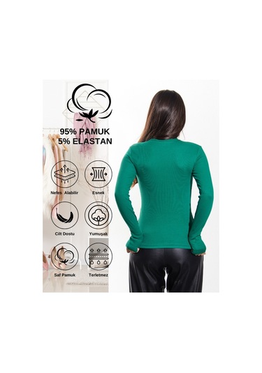 Kaşkorse Yarım Boğaz Body Sweatshirt, Fitilli Kumaş, Likralı, Bordo Çimen Yeşili