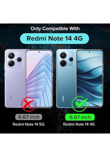 Xiaomi Redmi Note 14 Kılıf Şeffaf Silikon + 9h Temperli Cam Set