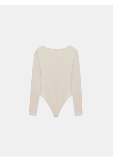 Dilvin 32549 Kayık Yaka Bodysuit-taş Taş