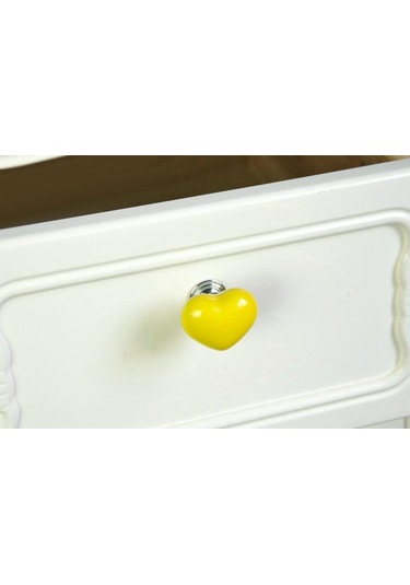 Homyl Kalp Şekilli Seramik Kapı Çekmece Dolap Kolu Sarı L