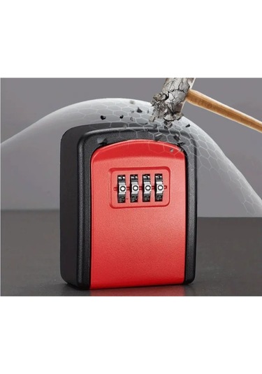 Kırmızı Şifreli Anahtar Ve Eşya Saklama Güvenlik Kasası