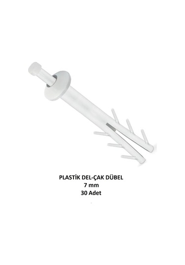 Plastik Çivili Korniş Dübeli, 7 Mm Del Çak Dübeli 30 Adet 7 MM