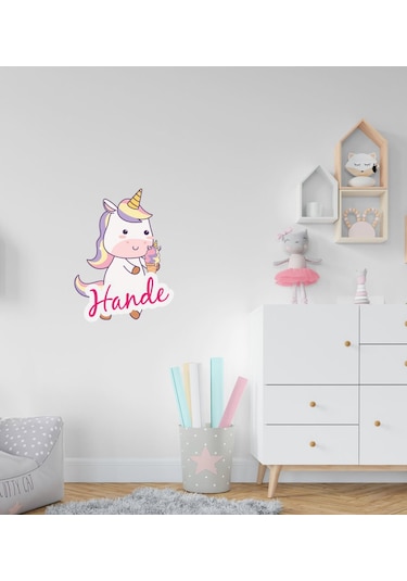 Kişiye Özel Unicorn Tasarımlı Çocuk Odası Duvar Sticker-2