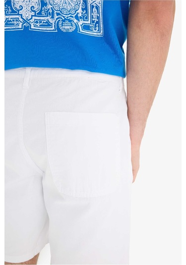 Defacto %100 Pamuk Regular Fit Bermuda Şort E1231ax25smwt34 Beyaz