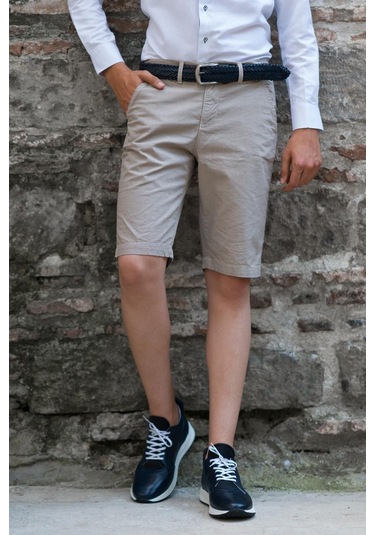 Gabardin Kumaş Bitik Desenli Pamuklu Regular Fit Chino Yan Cep Erkek Şort 001